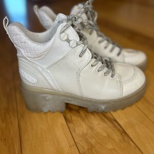 Circus by Sam Edelman Hannah White Lace Up Platform Boots